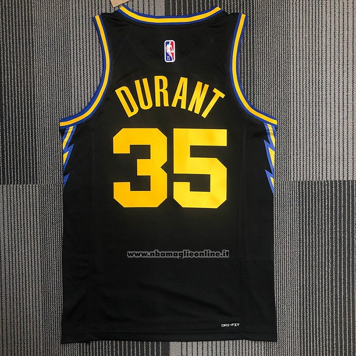 Maglia Golden State Warriors Kevin Durant #35 Citta 2021-22 Nero